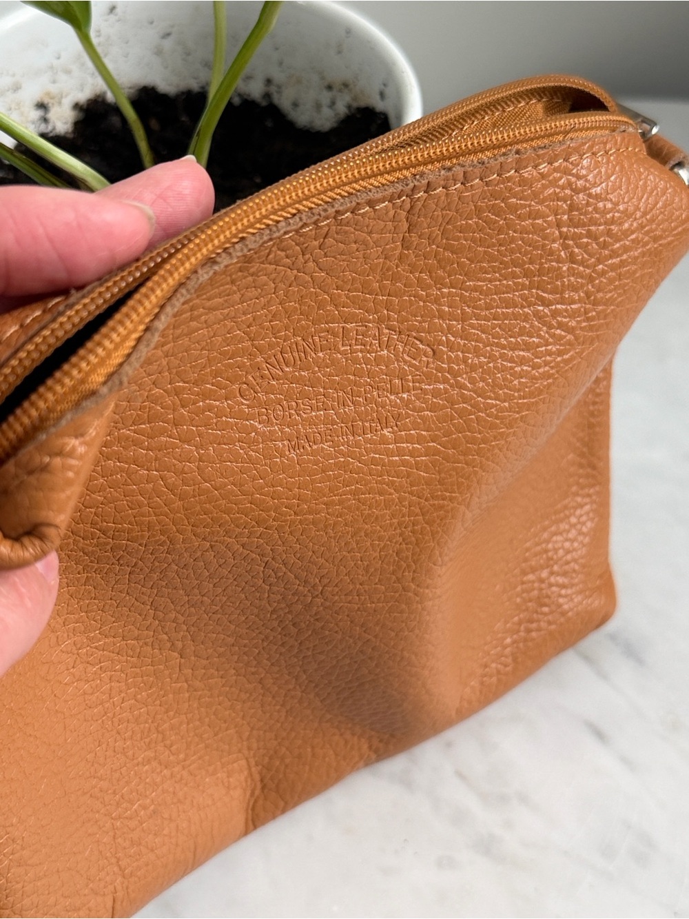 Vintage Genuine Leather Wristlet Clutch in Warm Tan - Picture 8 of 13
